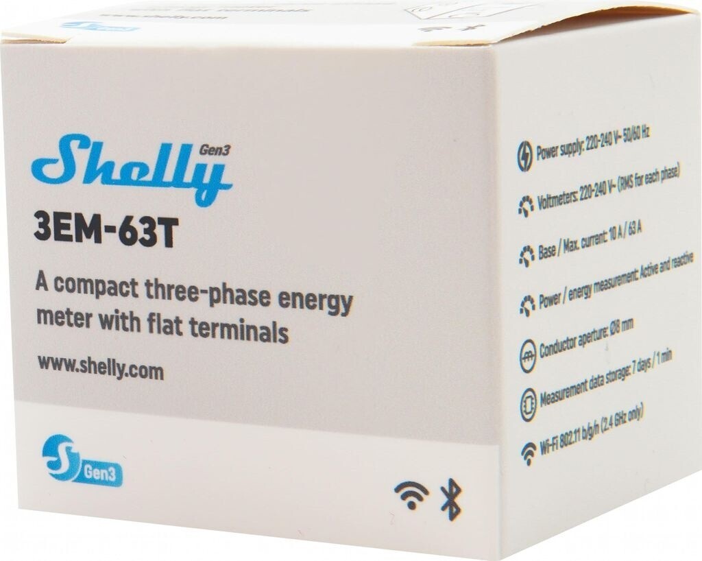 Shelly 3EM 63T Gen3 3 Phasen Energiemesser WLAN Bluetooth