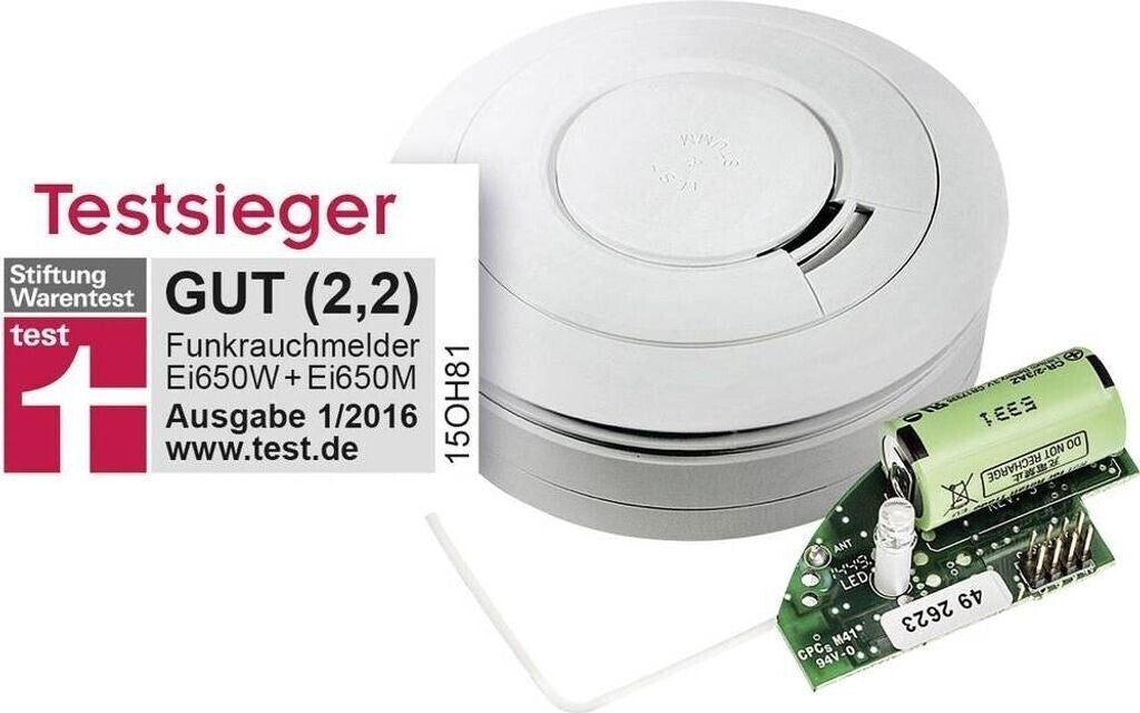 Ei650RF Funk-Rauchwarnmelder vernetzbar 10 Jahre Batterie 85 dB weiß