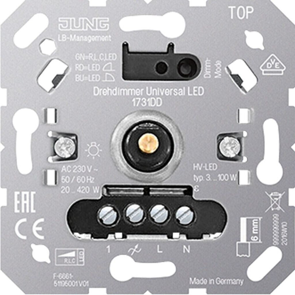 JUNG 1731DD Drehdimmer Universal LED Unterputz mit Nebenstelleneingang
