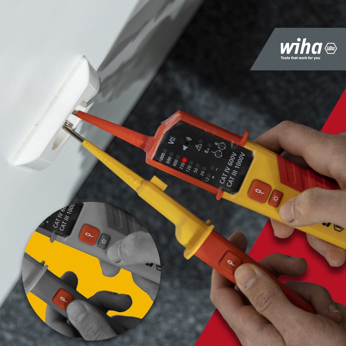 Wiha Spannungs und Durchgangsprüfer SB25516 12-1000V AC CAT IV 45216