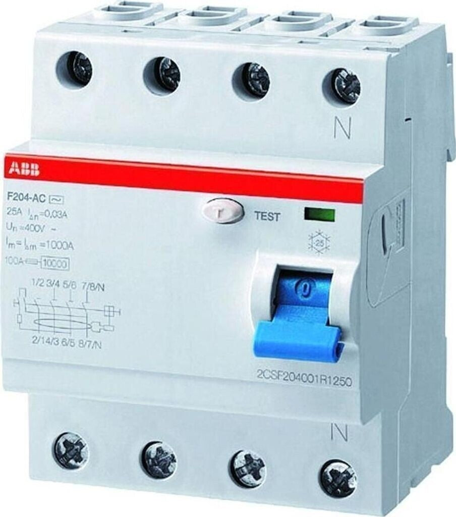 ABB Fehlerstromschutzschalter 4-polig 63A 0,03A Typ A F204 A