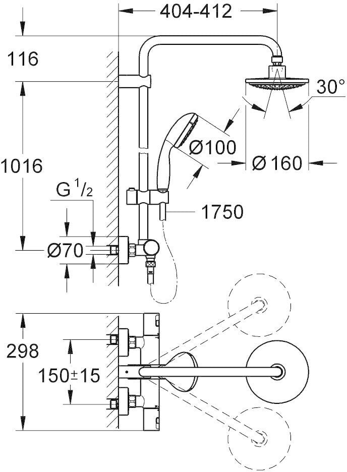 GROHE 27960000 Vitalio Start Duschsystem mit Thermosthat Armatur - Start Neu