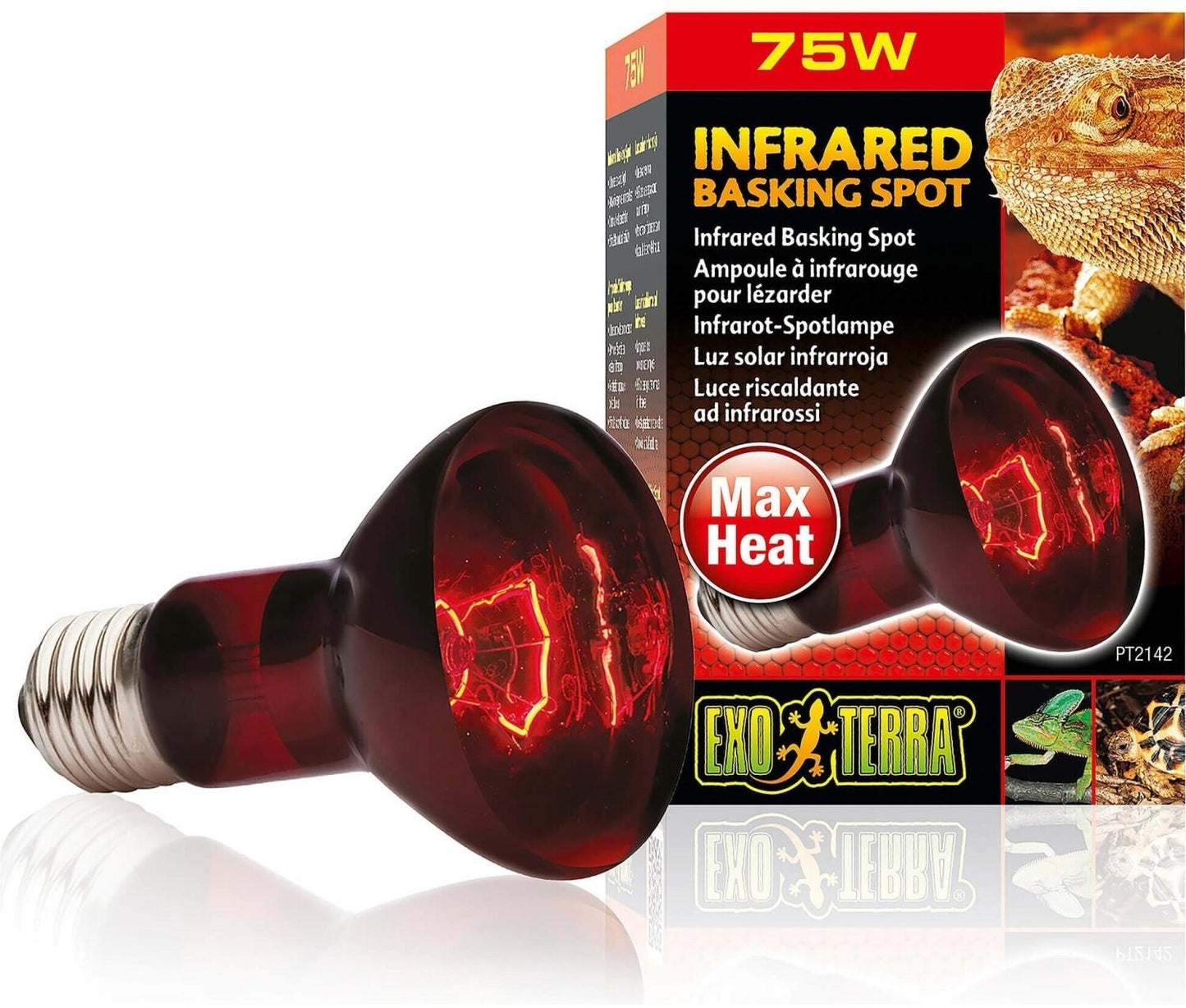 Exo Terra Heat Glo Infrared Heat Lamp R20 75W Terrarium