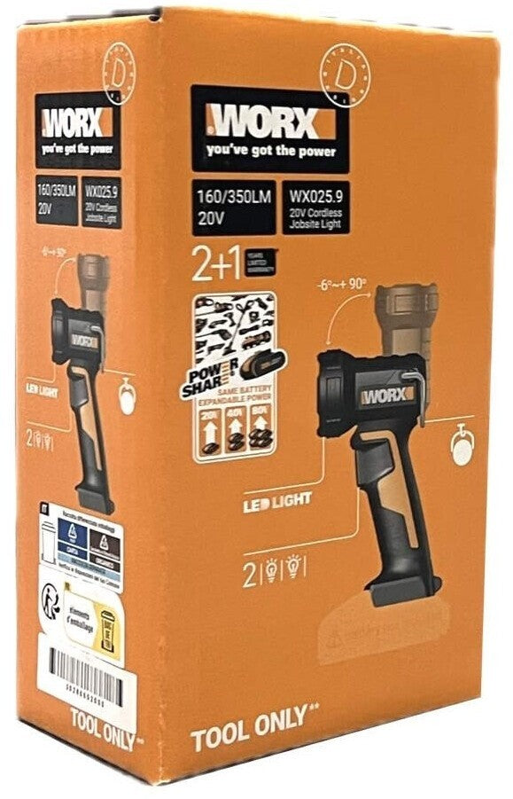 Worx the power 160/350LM 20V LED-Taschenlampe WX025.9 (ohne akku) Neu & OVP