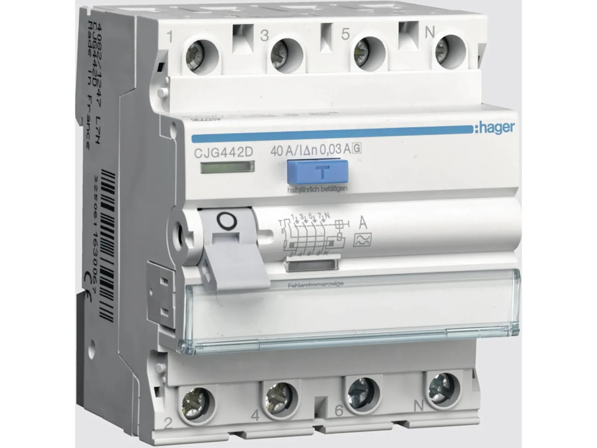 Hager FI-Schutzschalter 4-polig 40A 30mA Typ G A L1-N CJG442D