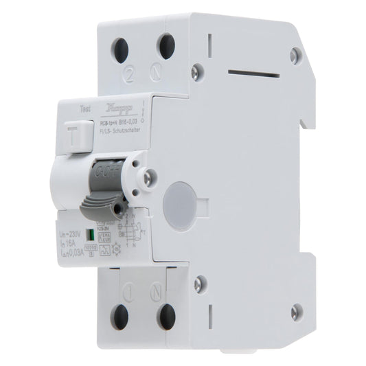 Kopp 741615093 FI/LS-Schutzschalter 1P+N B16A 30mA Typ A 10kA 2-polig für DIN