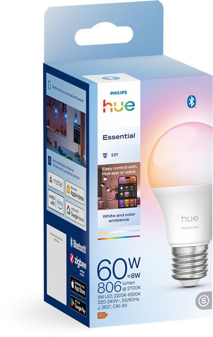 Philips Hue Essential A60 E27 8W 806lm White Color LED Smart RGB 929004235401