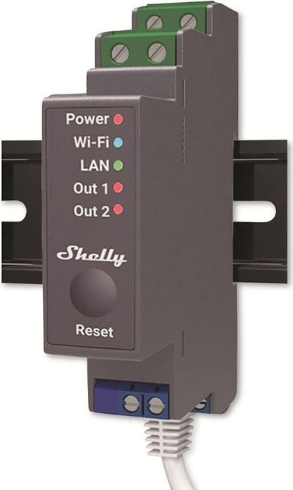 Shelly Pro 2 DIN-Schienen Schaltmodul 2 Kanal 16A WLAN LAN Bluetooth