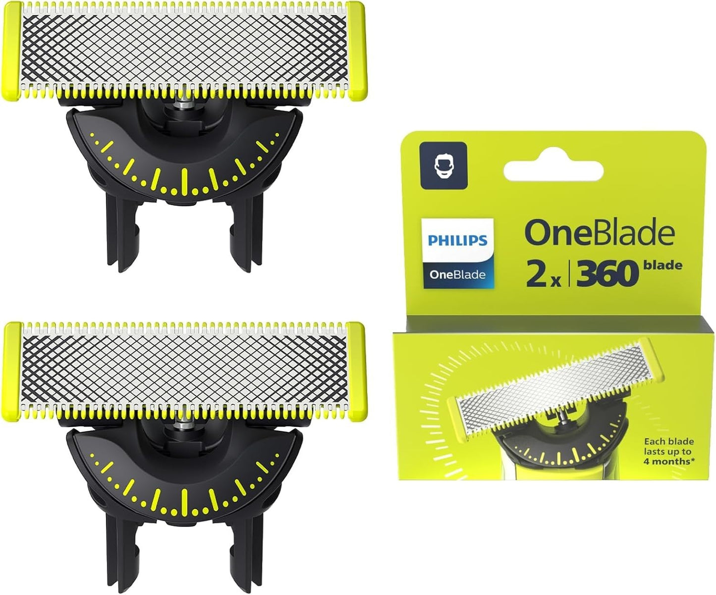 Philips OneBlade 360-Klingen - 2x 360-Ersatzklingen, Trimmen und Rasieren Neu