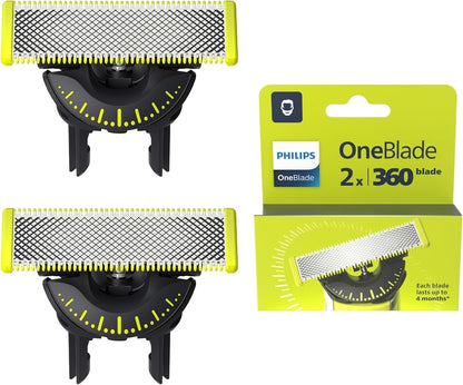 Philips OneBlade 360-Klingen - 2x 360-Ersatzklingen, Trimmen und Rasieren Neu