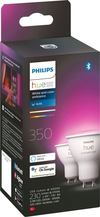 Philips Hue GU10 White Color Ambiance 2er Pack 350lm 929001953112