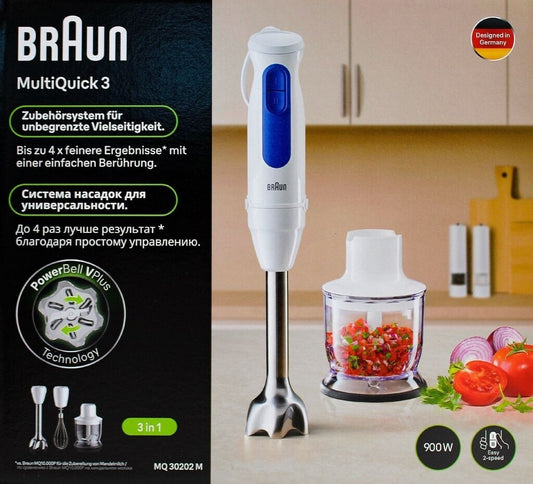 Braun MultiQuick 3 MQ30202MWH Stabmixer 900W 2 Stufen 350ml Zerkleinerer Weiß