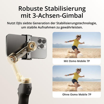 DJI Osmo Mobile 7P Gimbal-Stabilisator mit Verlängerungsstab & Stativ KI-Editor