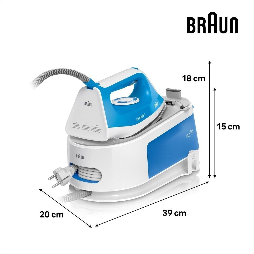 Braun IS1012BL CareStyle 1 Dampfbügelstation 340g Dampfstoß 2400W Blau Weiß