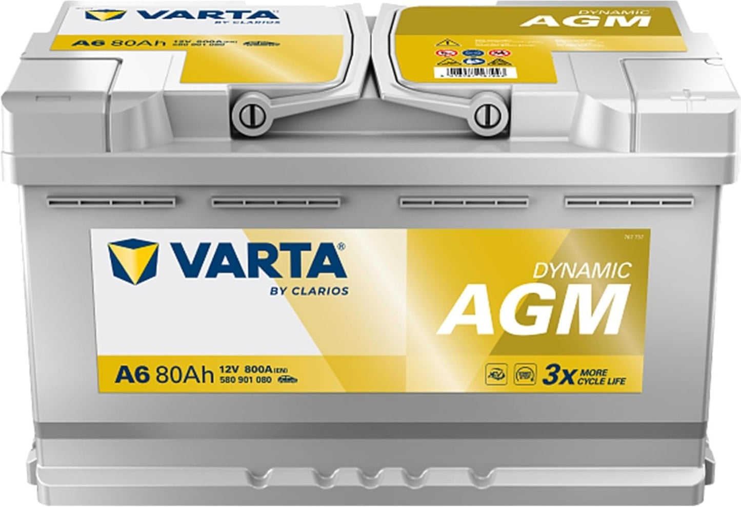 Varta Dynamic AGM 80Ah A6 800A 12V Autobatterie (580901080) Start-Stop geeignet