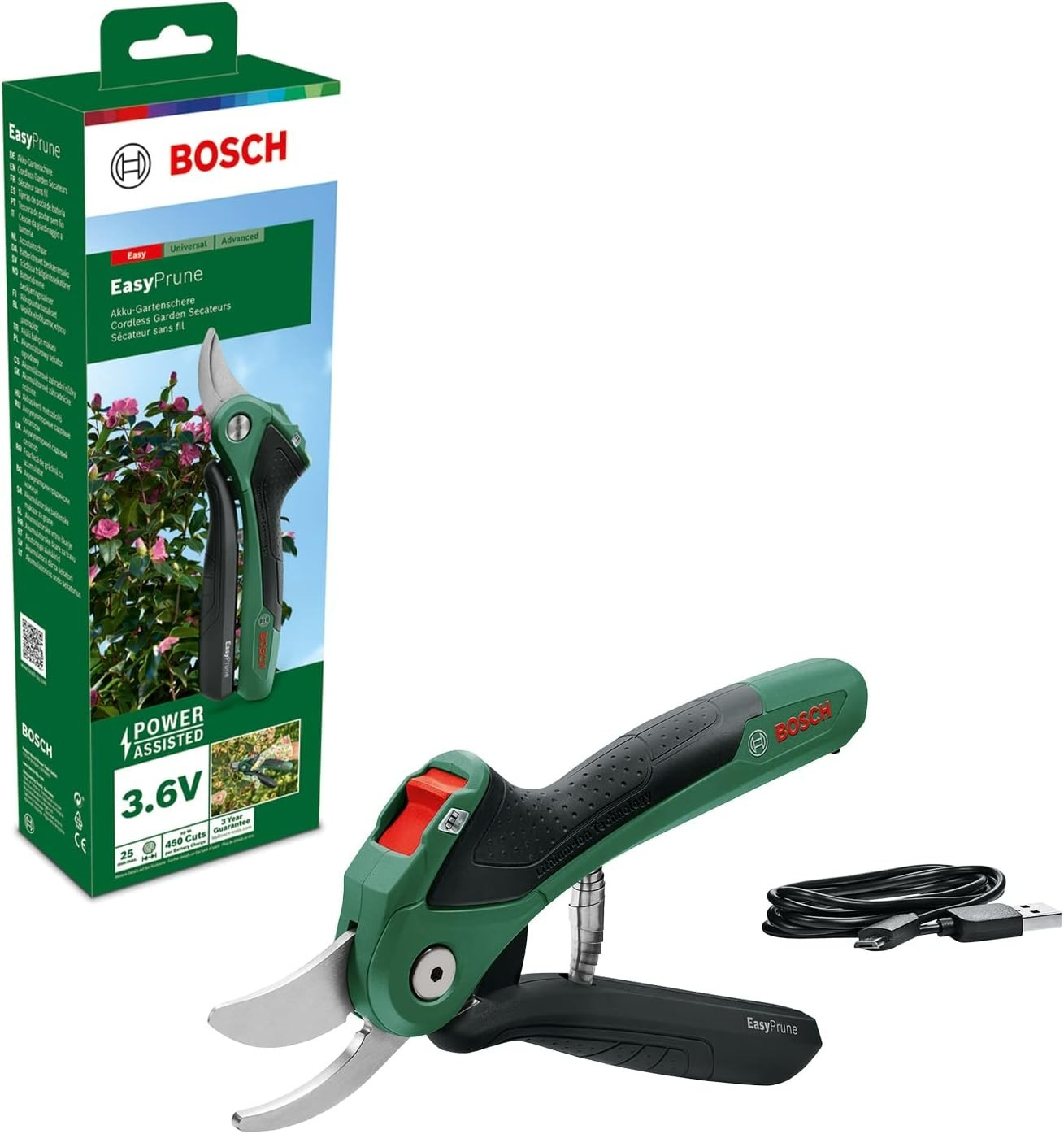 Bosch EasyPrune Akku Gartenschere 3,6V bis 25mm 06008B2102 PowerAssist
