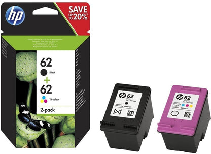 HP 62 Original Druckerpatronen Multipack Schwarz Farbe N9J71AE 2er-Pack Neu