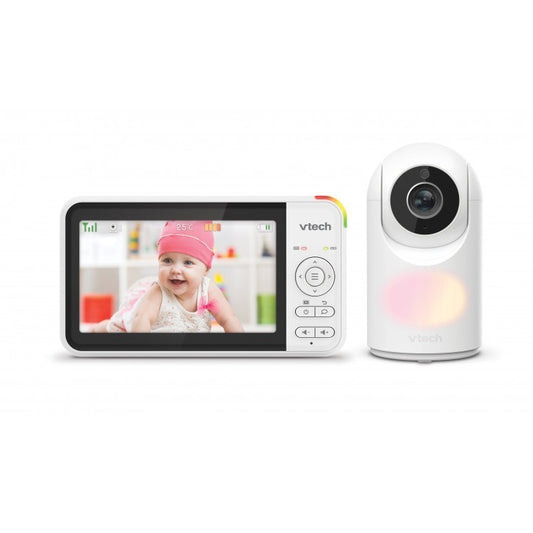 VTech Babyphone 5″ HD Video – Kamera schwenkbar, Nachtlicht, Gegensprechfunktion