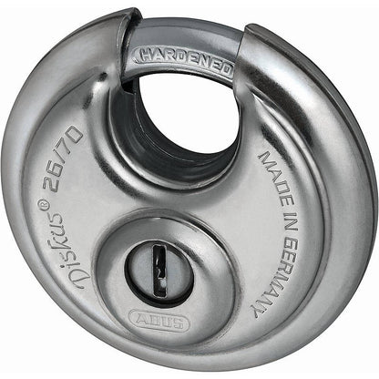 ABUS Diskus 26/70 Vorhangschloss Edelstahl 70mm Sicherheitsstufe 8 2 Schlüssel