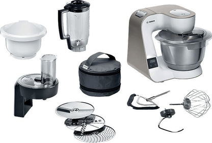 Bosch MUM5XW34 Küchenmaschine Serie4 1000W 3,9l Edelstahlschüssel Weiß/Champagne