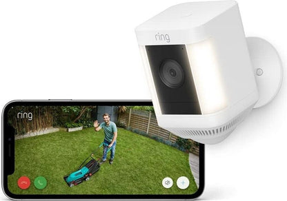 Ring Spotlight Cam Plus weiß Akku WLAN Außenkamera 1080p Alexa