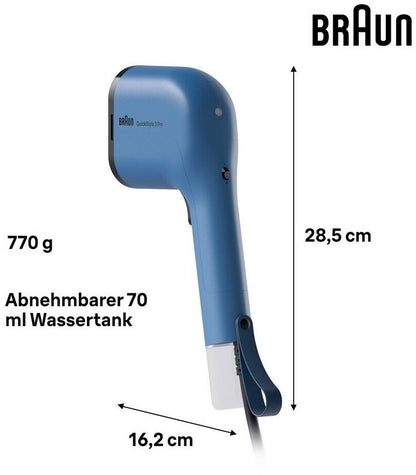Braun QuickStyle 3 Pro GS3024BL Dampfglätter 1100W 22g min 120ml Blau Reise
