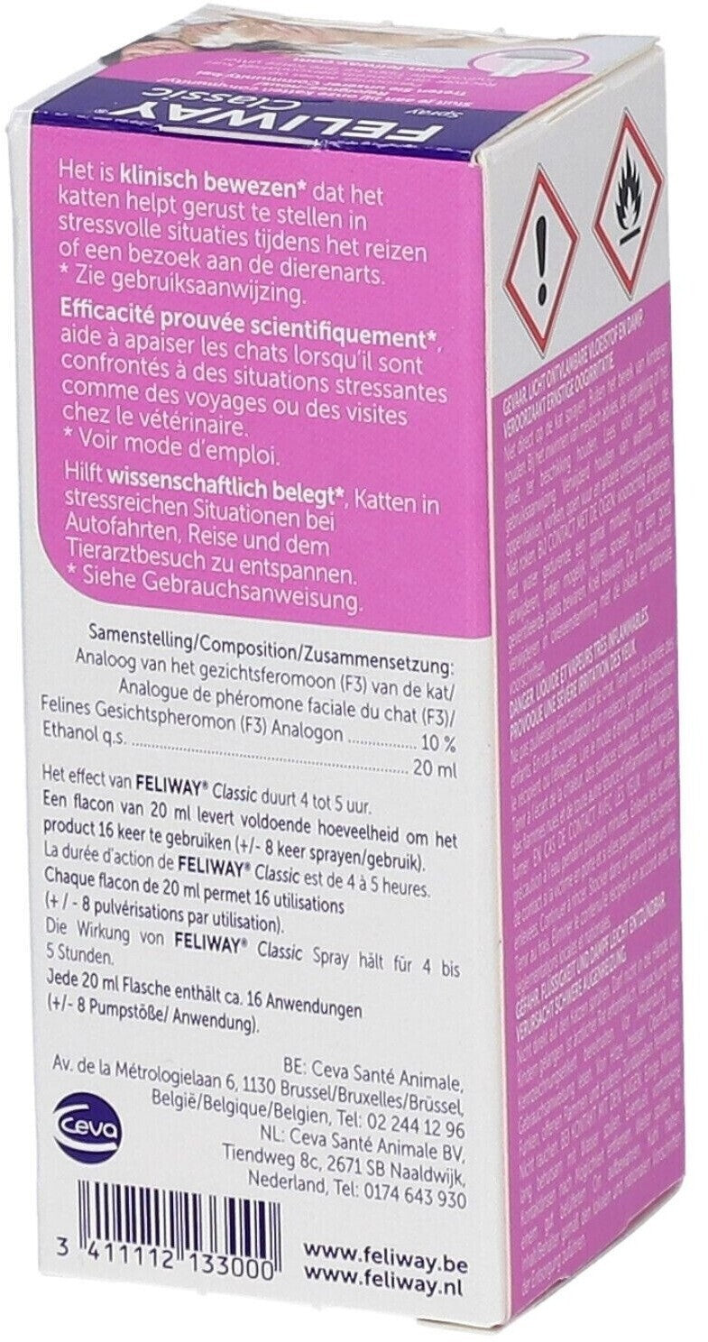 FELIWAY® Classic Spray 20ml Pheromon – entspannte Katzen zuhause und unterwegs