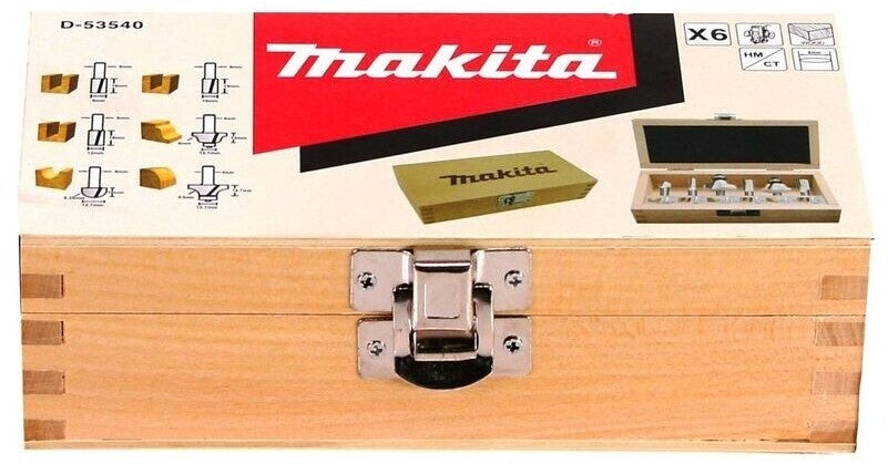 Makita D-53540 Fräser Set 8mm 6 teilig Nutfräser Oberfräse Holz