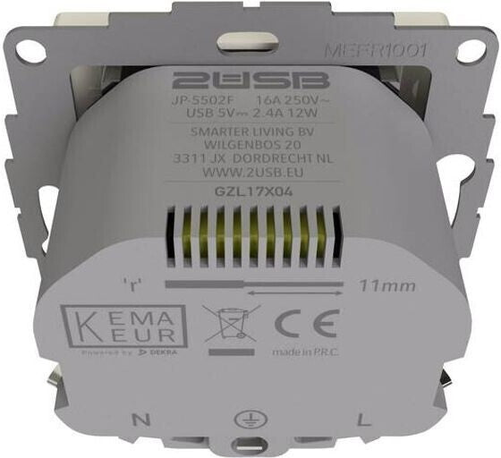 Steckdose Anthrazit Schutzkontakt mit 2x USB-A Unterputz Ladeadapter