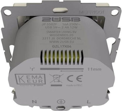 Steckdose Anthrazit Schutzkontakt mit 2x USB-A Unterputz Ladeadapter
