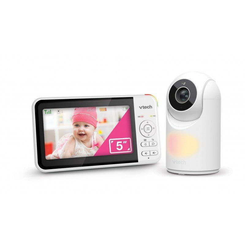 VTech Babyphone 5″ HD Video – Kamera schwenkbar, Nachtlicht, Gegensprechfunktion