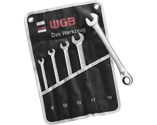 WGB Ratschenring Maulschluessel Satz 5 tlg umschaltbar 8-19 mm Rolltasche