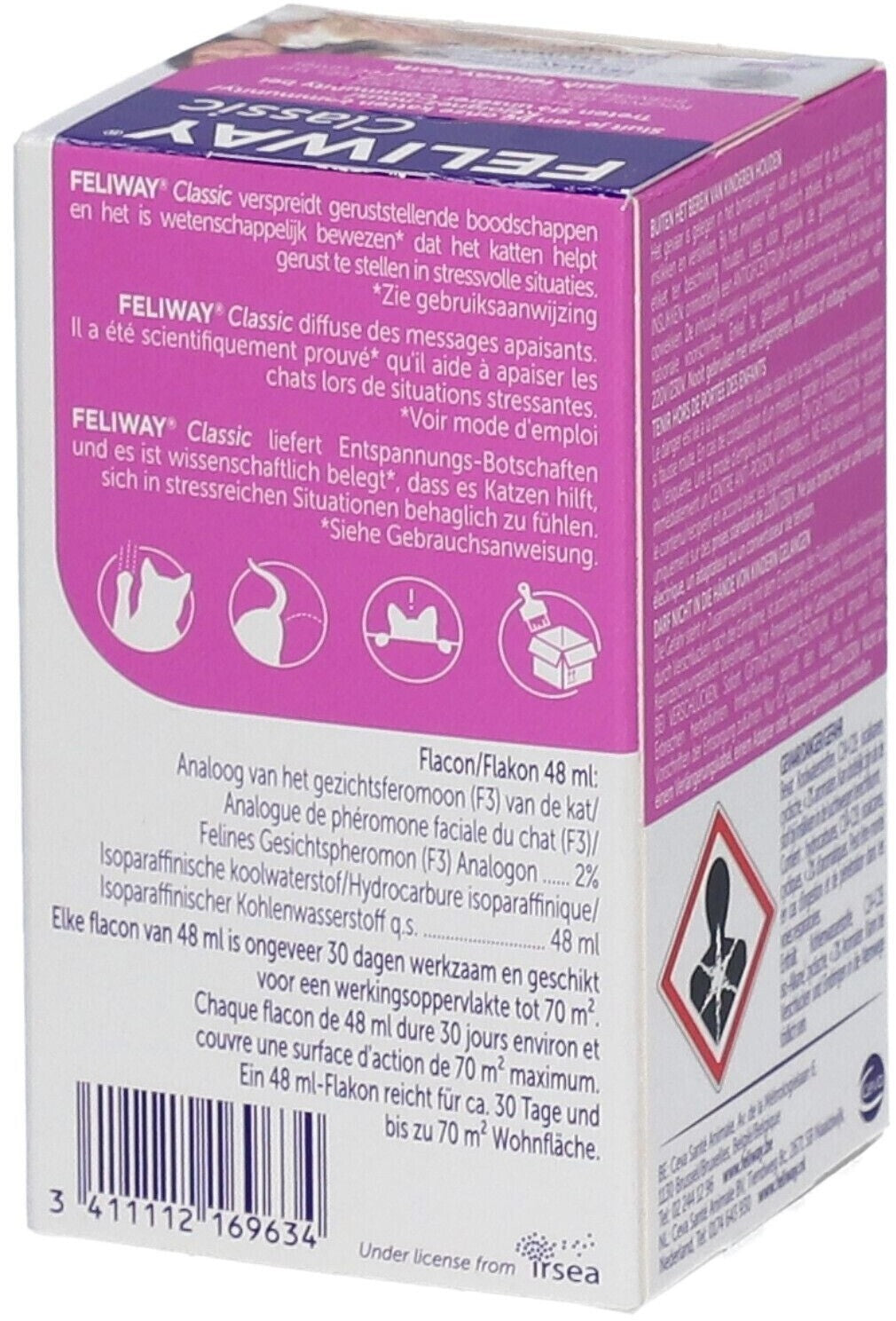 FELIWAY Classic Katze Beruhigung Flacon 1 Monats-Nachfüllflakon 48ml Kratzen