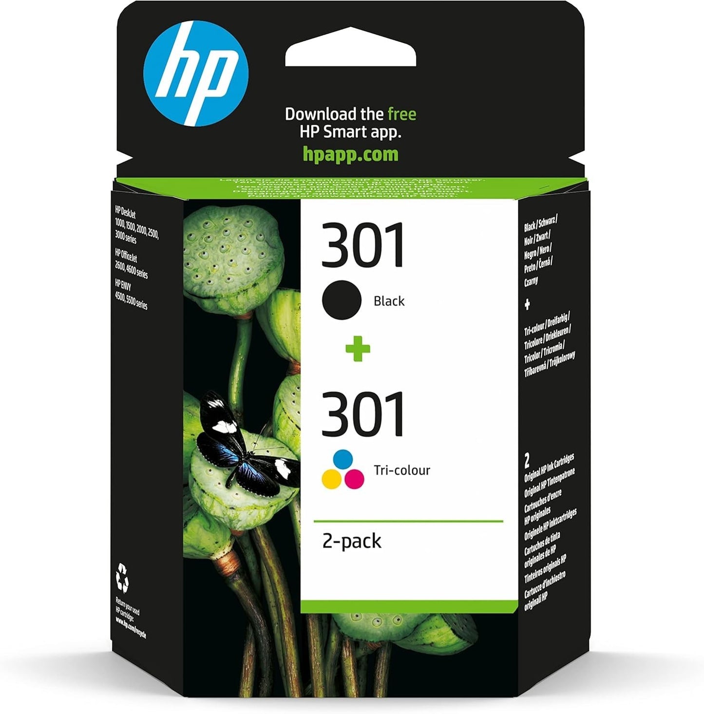 HP 301 DeskJet Tintenpatronen - 2er-Pack, Schwarz + Dreifarbig (N9J72AE)