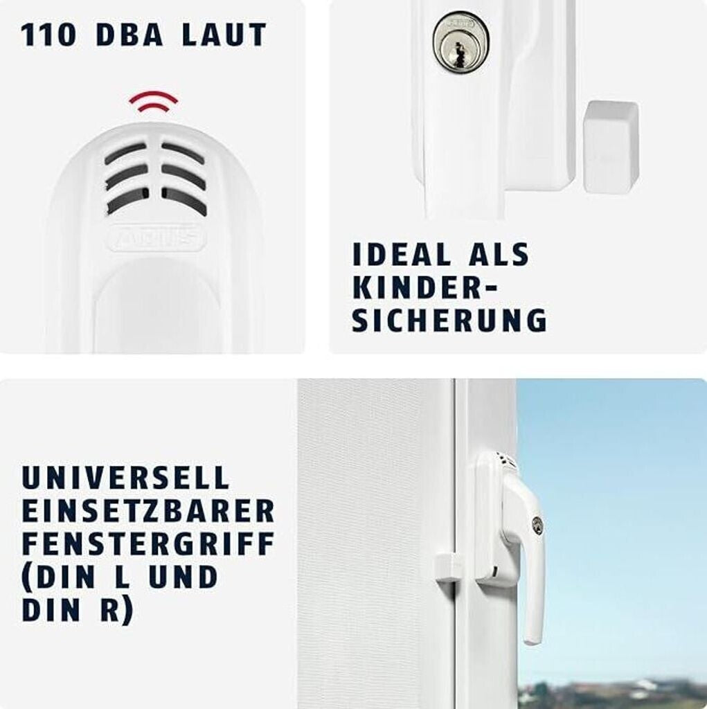 ABUS Alarm-Fenstergriff FG300A abschließbar 110 dB Fensteralarm 2x AAA