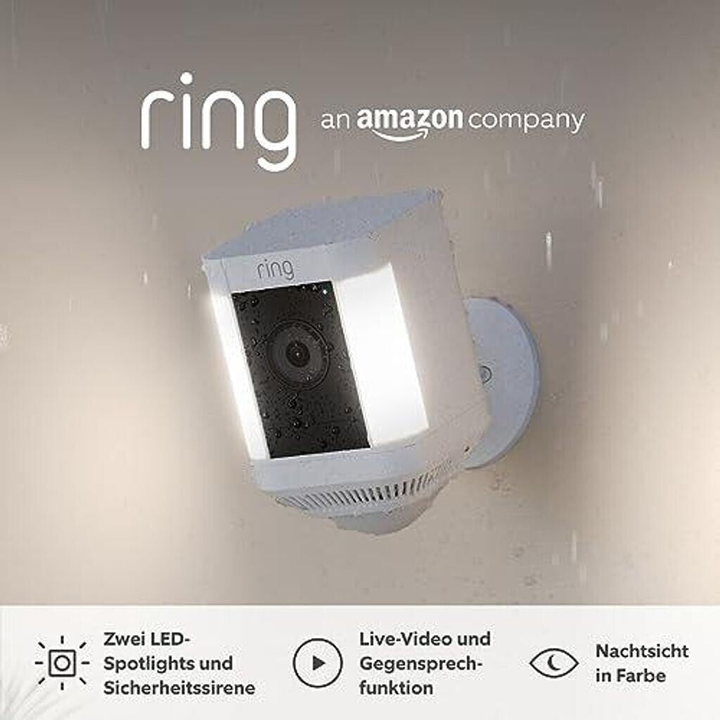 Ring Spotlight Cam Plus weiß Akku WLAN Außenkamera 1080p Alexa