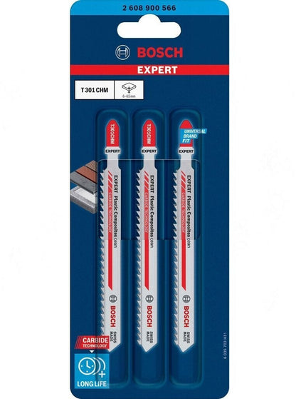 Bosch Expert Stichsägeblatt T301CHM Plastic Composites Clean 117mm 3er Pack