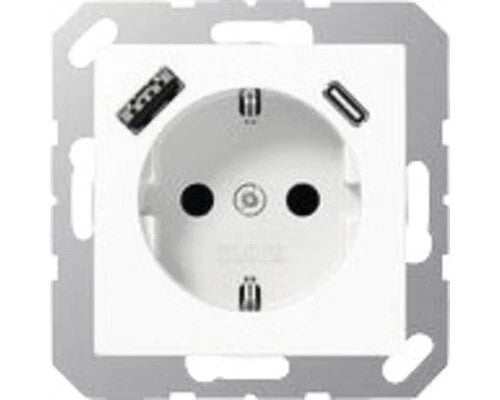 JUNG A1520-15CAWW Schuko Steckdose mit USB A USB C 3A alpinweiß