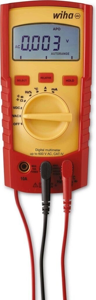 Wiha Digital Multimeter 0-600V AC DC 10A Temperatur Frequenz Kapazität 45218