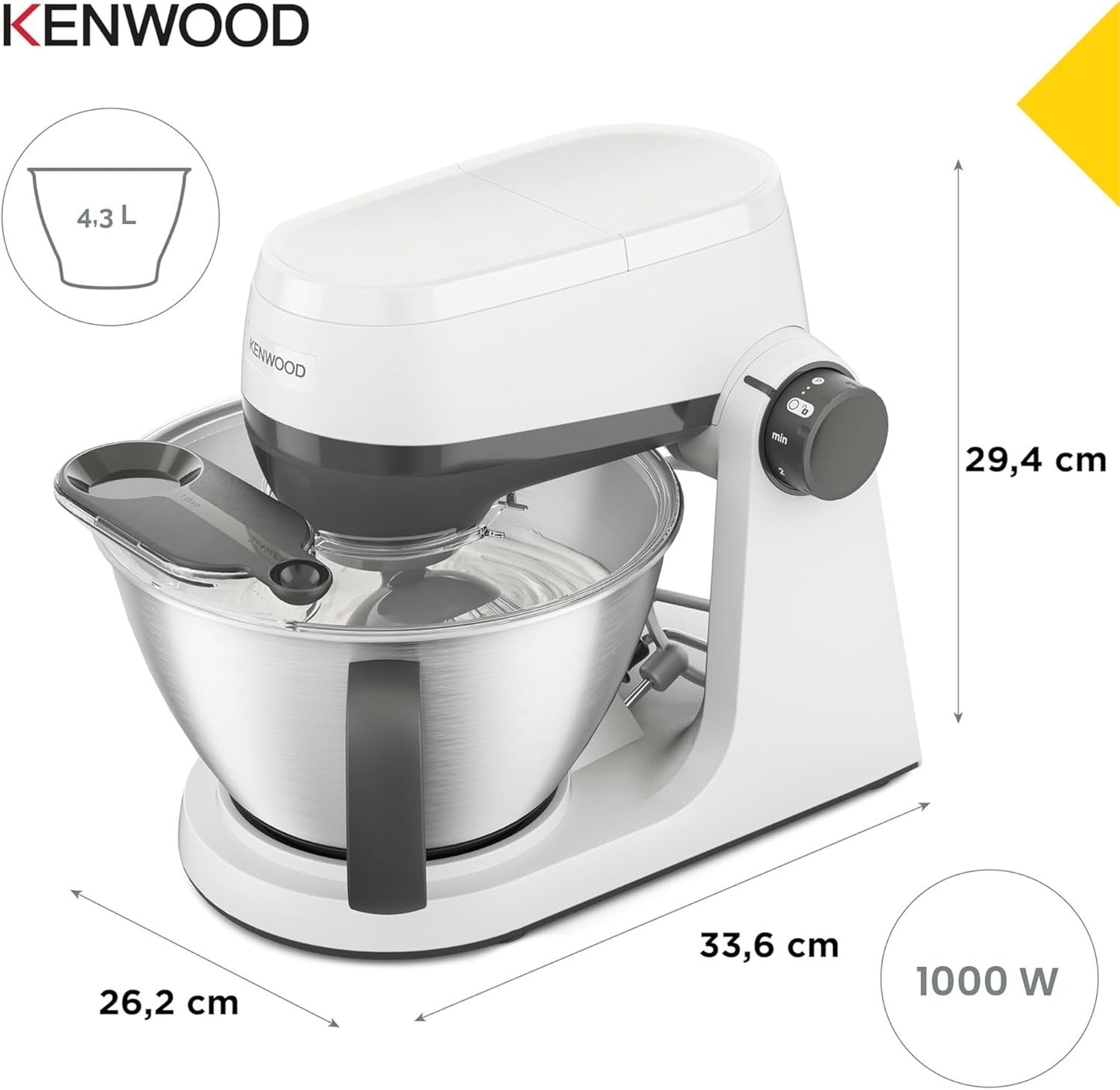 Kenwood Multi Tasker KHC30.000WH Küchenmaschine 1000W 4,3L Grau Weiß Zubehör