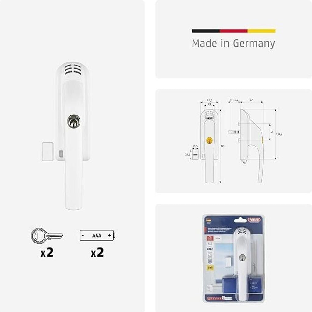 ABUS Alarm-Fenstergriff FG300A abschließbar 110 dB Fensteralarm 2x AAA