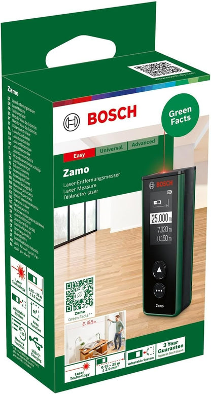 Bosch Zamo Laser Entfernungsmesser 25m kompakt 0603672900 Lasermessgerät