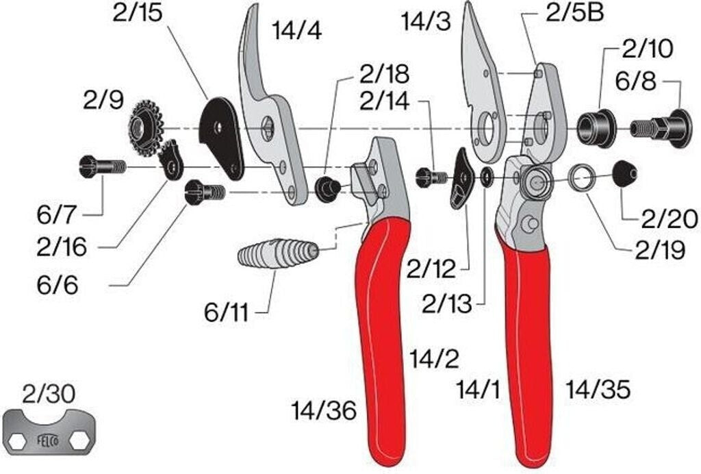 FELCO 14 Gartenschere für Rechtshänder (kompakte Baumschere) Neu Original Verp.