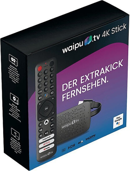 waipu.tv 4K Stick Android TV HDR WLAN Bluetooth HDMI inkl. Fernbedienung Streami