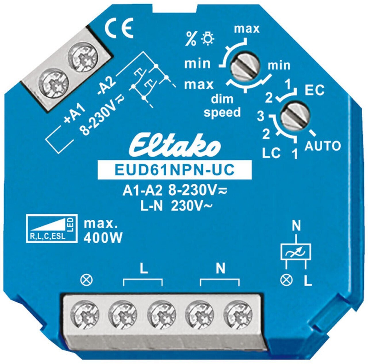 Eltako EUD61NPN-UC Universal Dimmschalter 8-230V UC LED Unterputz