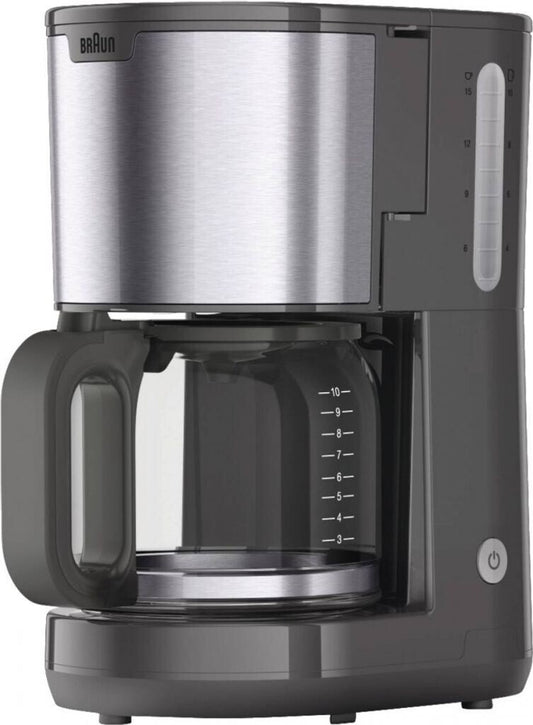 Braun Filterkaffeemaschine KF 1500 GY, OptiBrew System, 15 Tassen grau Edelstahl