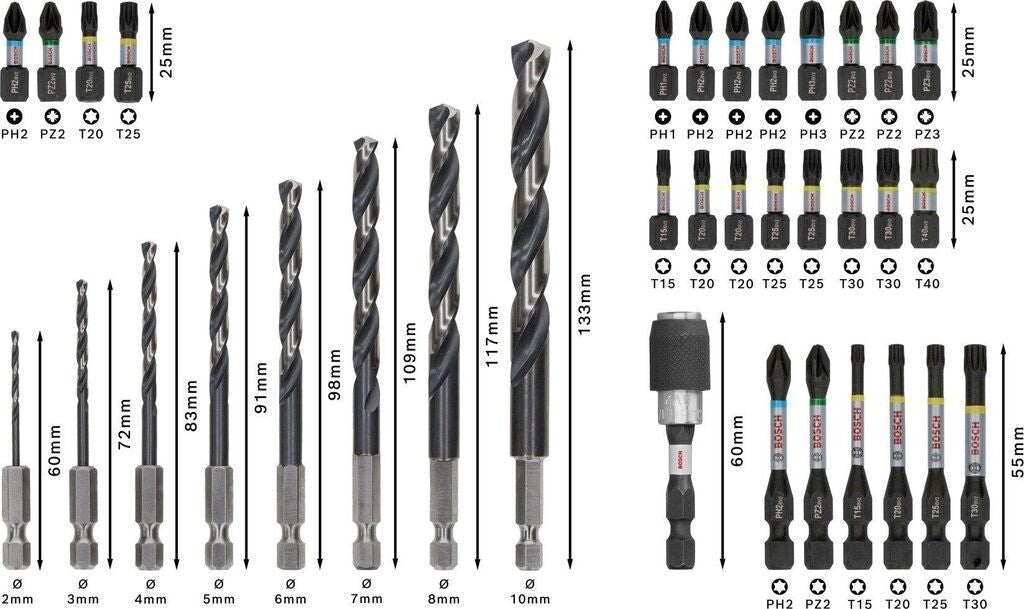 Bosch PRO Impact Metal Set 35-tlg. HSS-G Metallbohrer Bits Koffer 2608521U81