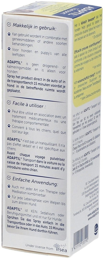 ADAPTIL Transport Spray für Hunde | 60ml Anti Stress Spray Für Zuhause und Reise