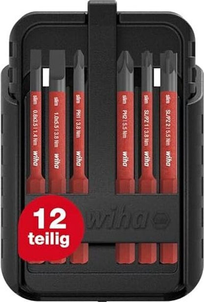 WIHA Bit Set slimBit electric 12-tlg mit Gürtelhalter VDE 43162