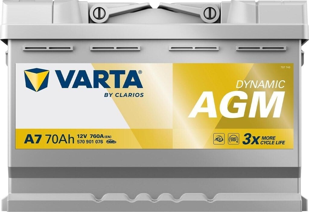 Varta Dynamic AGM 70Ah A7 760A 12V Autobatterie (570901076) Start-Stop geeignet